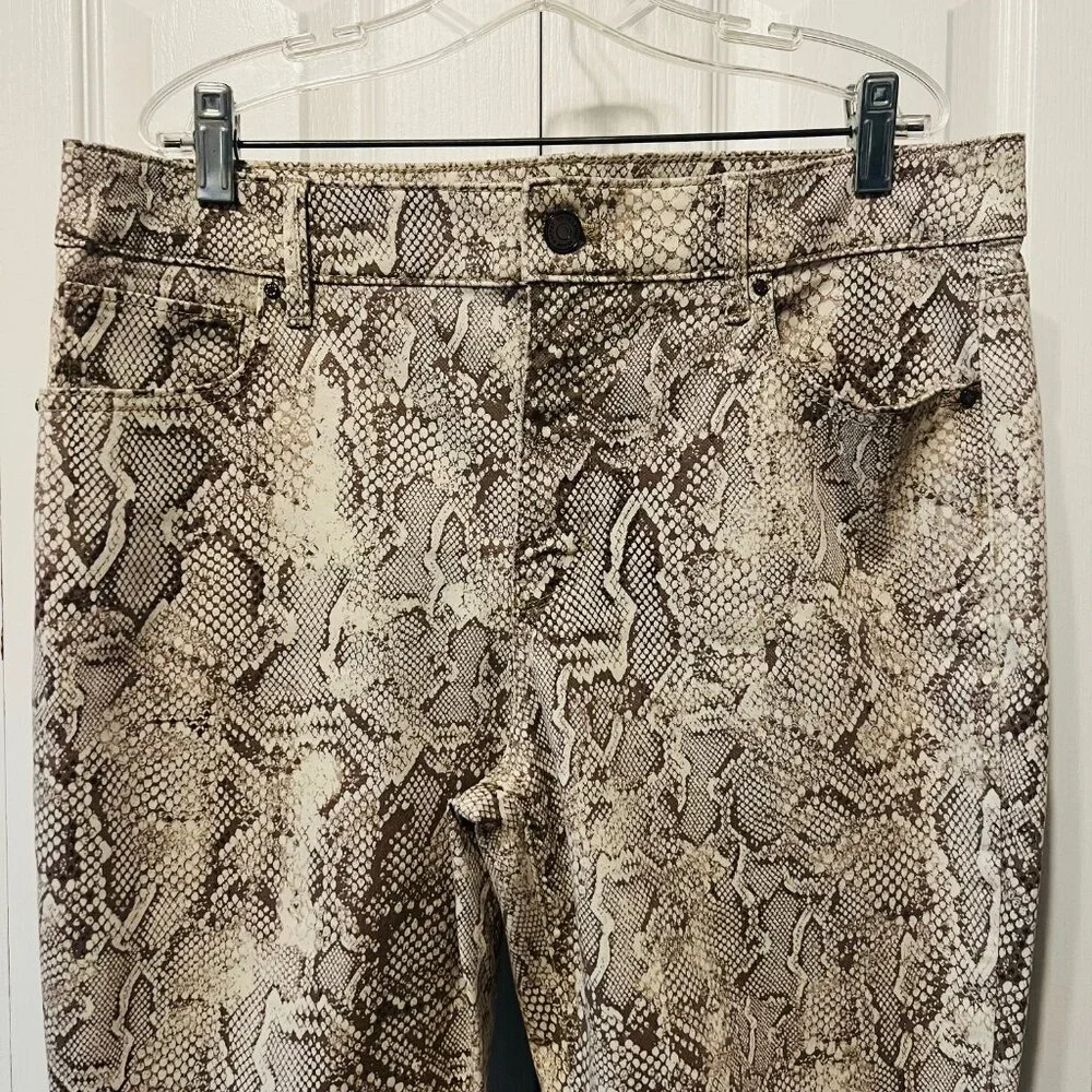 White House Black Market-Women's Snake Skin Print-High Rise Ankle Pants-Stretch - Picture 3 of 16